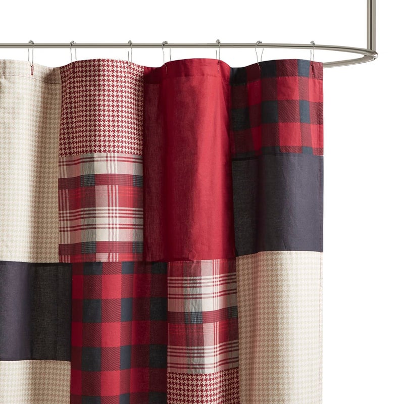 Woolrich John Rich & Bros. Woolrich Sunset Cotton Shower Curtain, Plaid Lodge/Cabin Shower Curtains for Bathroom, 72 X 72, Red - Image 5